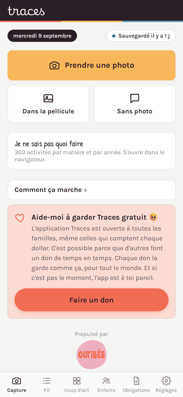 L'écran de capture